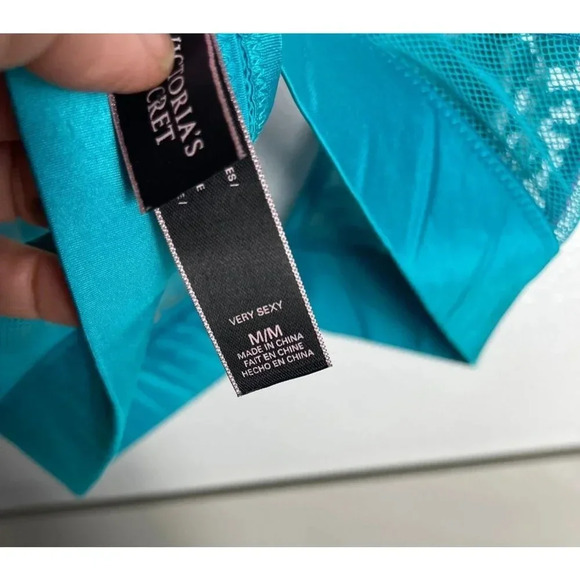 Victoria's Secret Womens Lace Wireless Triangle Bra Teal Sz M/M - Picture 5 of 7